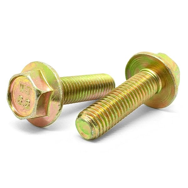 Boltsandnuts.Com Class 8.8, M5-0.8 Flange Bolt, Zinc Yellow 16 mm L, 50 PK M5C16BF88Y/D-50 - main